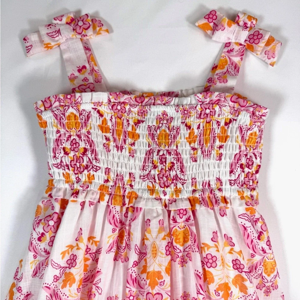 HAUTE HIPPIE Girls’ Paisley Floral‎ Bohemian Tiered Smocked Sundress Preppy 4